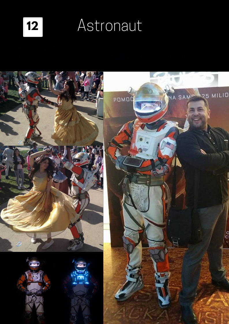 Astronaut kostim za svemirske rođendane i edukativne radionice, Astronaut, kostim astronauta, svemirsko odelo, animator za decu, svemir, kosmos, maskote za sajmove i promocije, zive statute za dogadjaje
