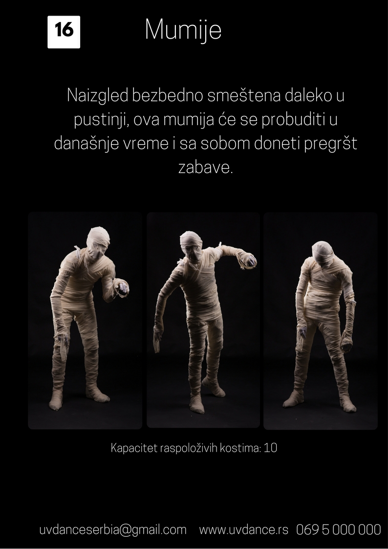 Mumije uvek misteriozne doneće super zabavu na vašu proslavu, Mumija, kostim mumije, mumije, mummy, animatori za rođendane, mumija kostim, kostimi za iznajmljivanje, kostimi za maskembale