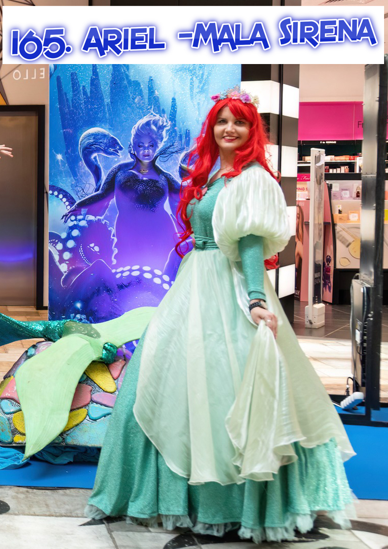 Mala sirena Ariel u balskoj haljini je spremna da zapleše sa princem, Mala Sirena u haljini, Sirena dizni, The Little Mermaid costume, Ariel princeza animator za rodjendane, kostim Ariel, Mala sirena za rodjendan