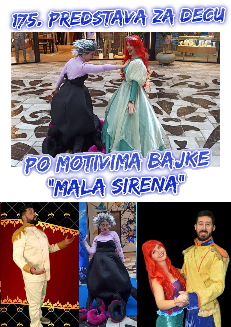 Predstava Mala Sirena, Sirena dizni, The Little Mermaid costume, Ariel animator za rodjendane, kostim Ariel, Mala sirena za rodjendan, nezaboravan rodjendan
