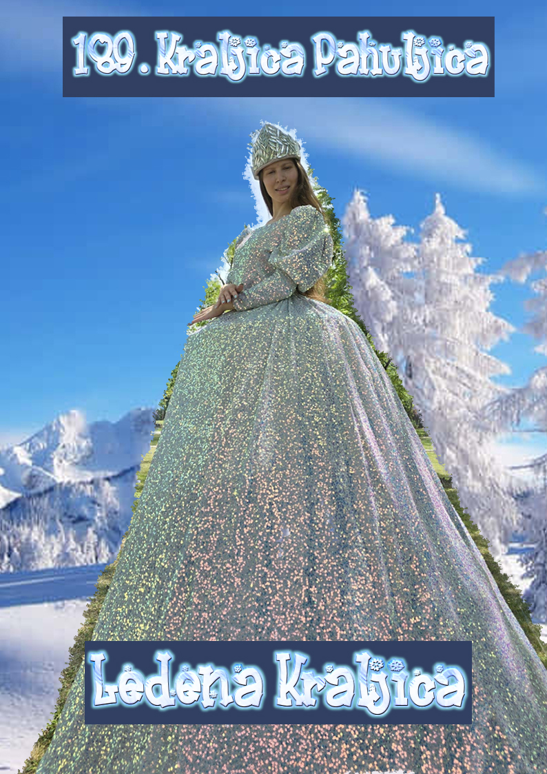 Ona je Snežna Kraljica pahuljica graciozna i lepa i elegantna, Kraljica pahuljica, Ledena kraljica, Raskošne haljine, Lux kostim na štulama, štulaši, nova godina