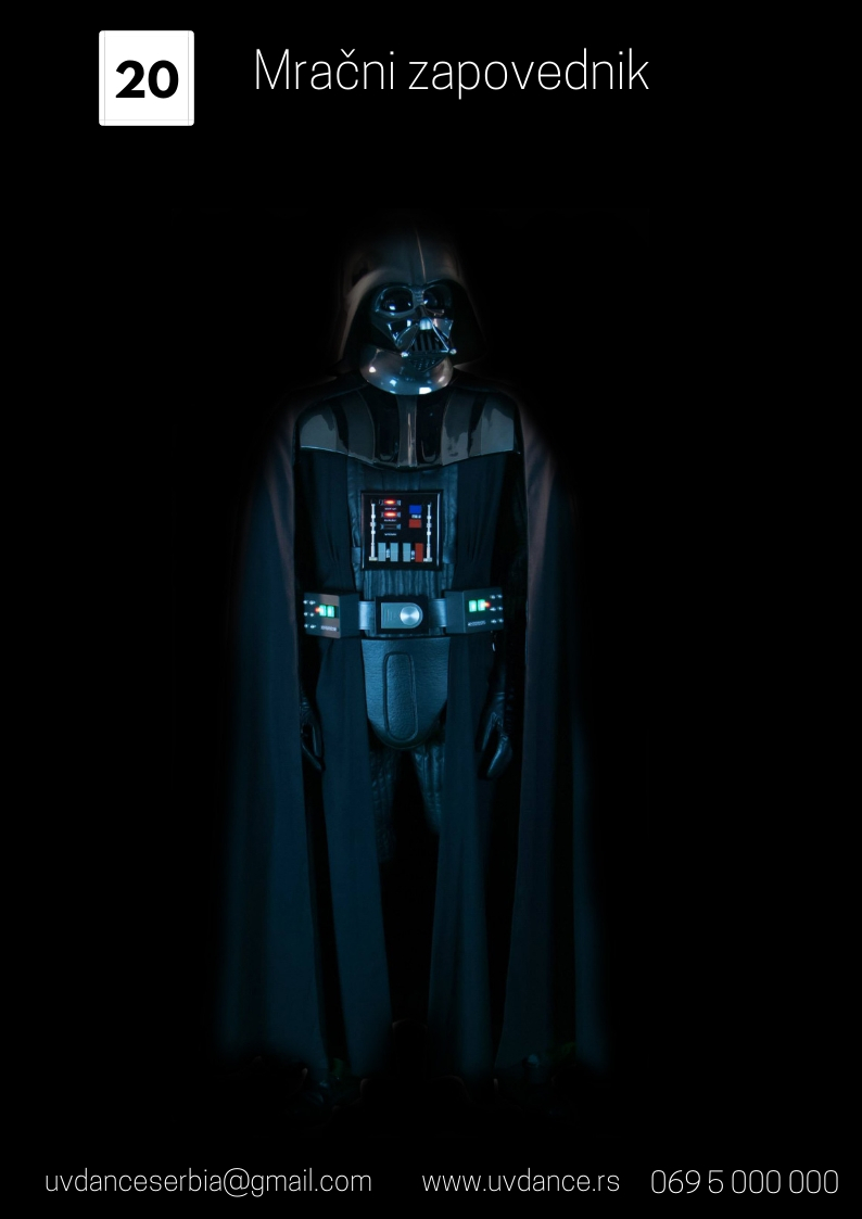 Dart Vader, Dart Vejder, kostim Dart Vejdera, maskota, maskote, animatori dece, Zvezdane staze, Star Wars