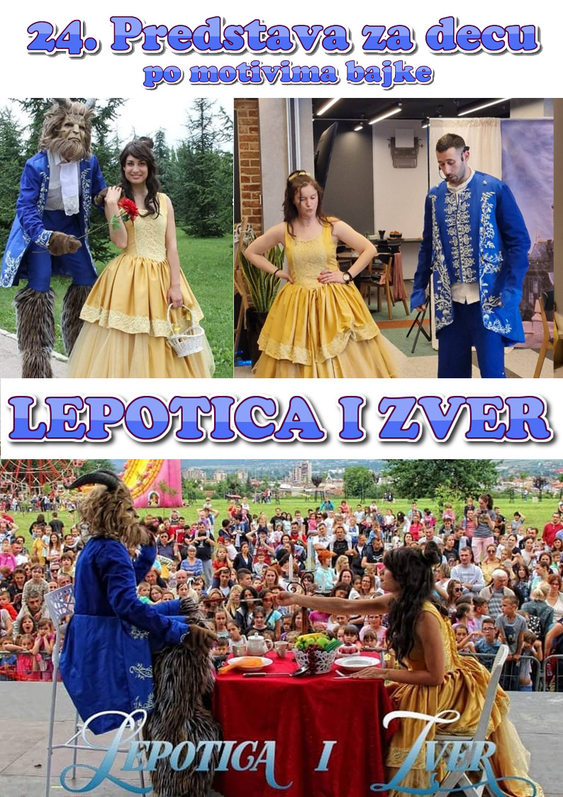 Lepotica i zver zaplesaće na vašoj svečanosti i oživeti bajke, Lepotica i zver kostim, predstave za decu, Lepotica i zver predstava, dečije predstave