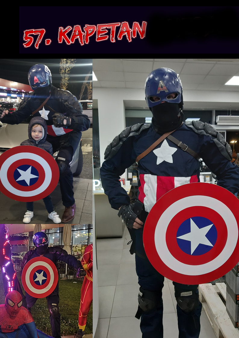 Kapetan Amerika superheroj za vaše super žurke, Kapetan Amerika, kostimi za iznajmljivanje, najbolji animatori za decu, kostim kapetana amerike, animacija dece na rodjendanima, maskote, maskota kapetan amerika