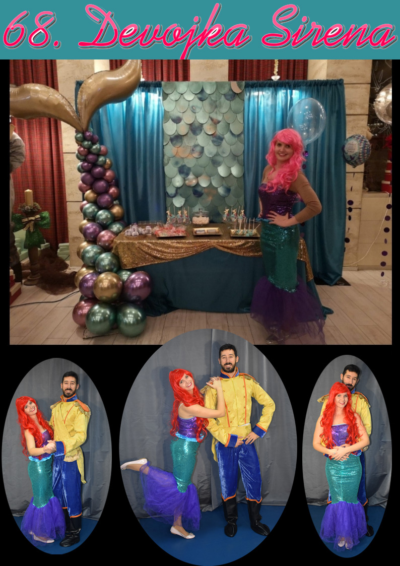 Mala sirena će doći iz dubokih mora na rođendan vaših princeza, Mala Sirena, Sirena dizni, The Little Mermaid costume, Ariel animator za rodjendane, kostim Ariel, Mala sirena za rodjendan