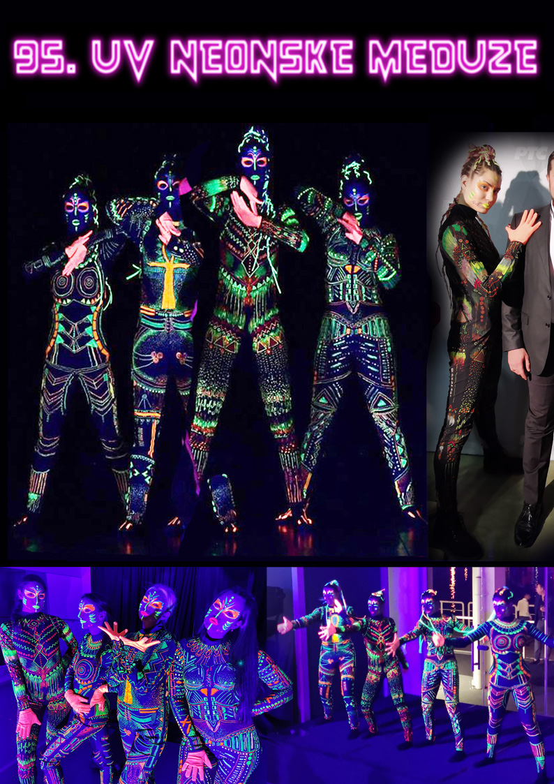 Neonske Meduze, Neon Medusas, UV kostimi, uv plesaci, uv plesni show, plesaci za evente, uv neon show, nastup na eventima, uv show